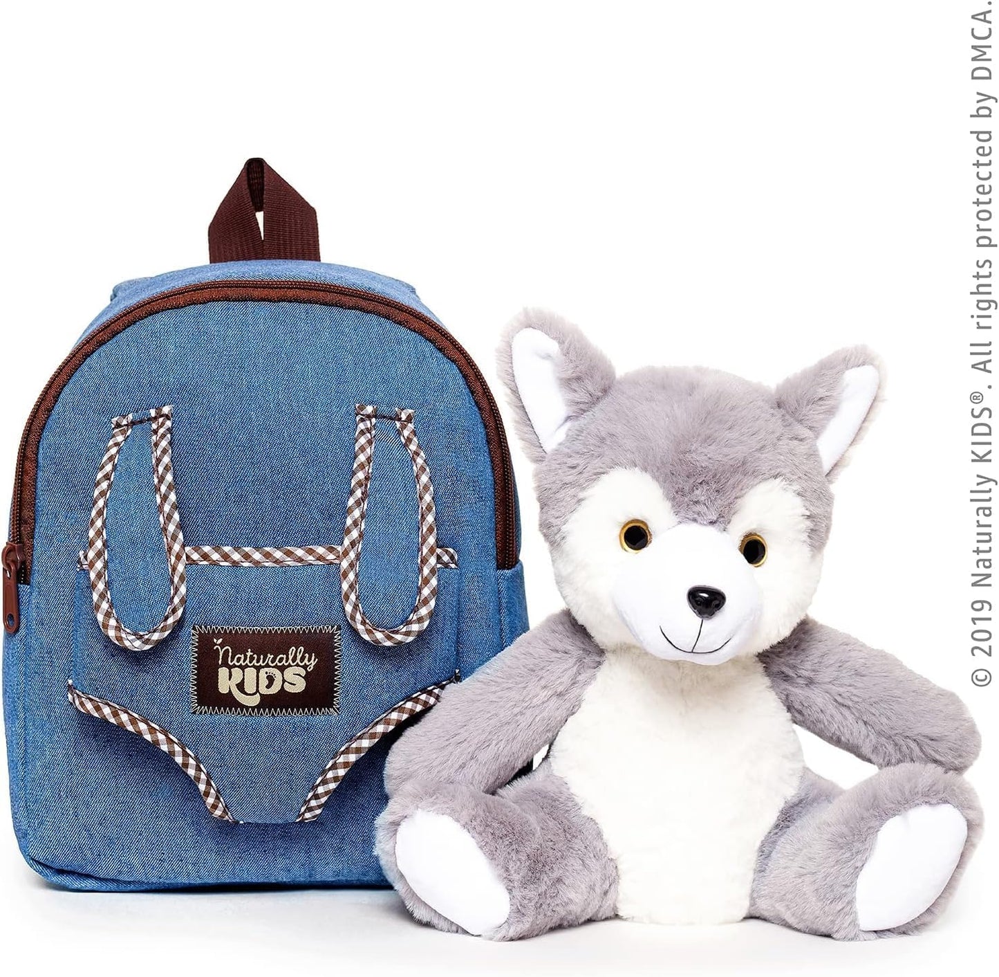 Wolf Backpack, Wolf Toys for Kids 3-5, Toddler Husky Stuffed Animal Gifts for 2 3 4 5 Year Old Girl Boy