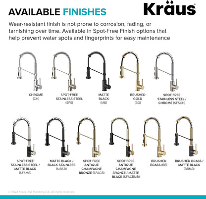 Bolden Commercial Style 2-Function Single Handle Pull down Kitchen Faucet in Spot-Free Brushed Brass, KPF-1610BB