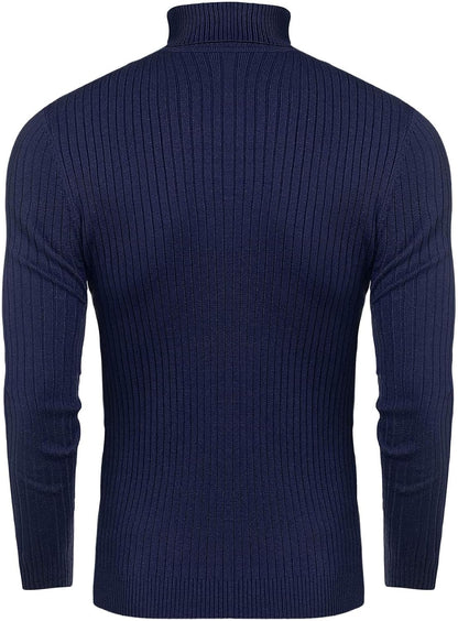 Mens Slim Fit Turtleneck Sweater Cable Knit Thermal Pullover Sweater