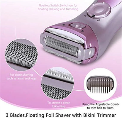 Electric Shaver for Women, Cordless Razor, Wet Dry Razor Remover Shavers & Trimmer for Ladys Legs Face Facial Hair Bikini Area Armpit Body,Purple