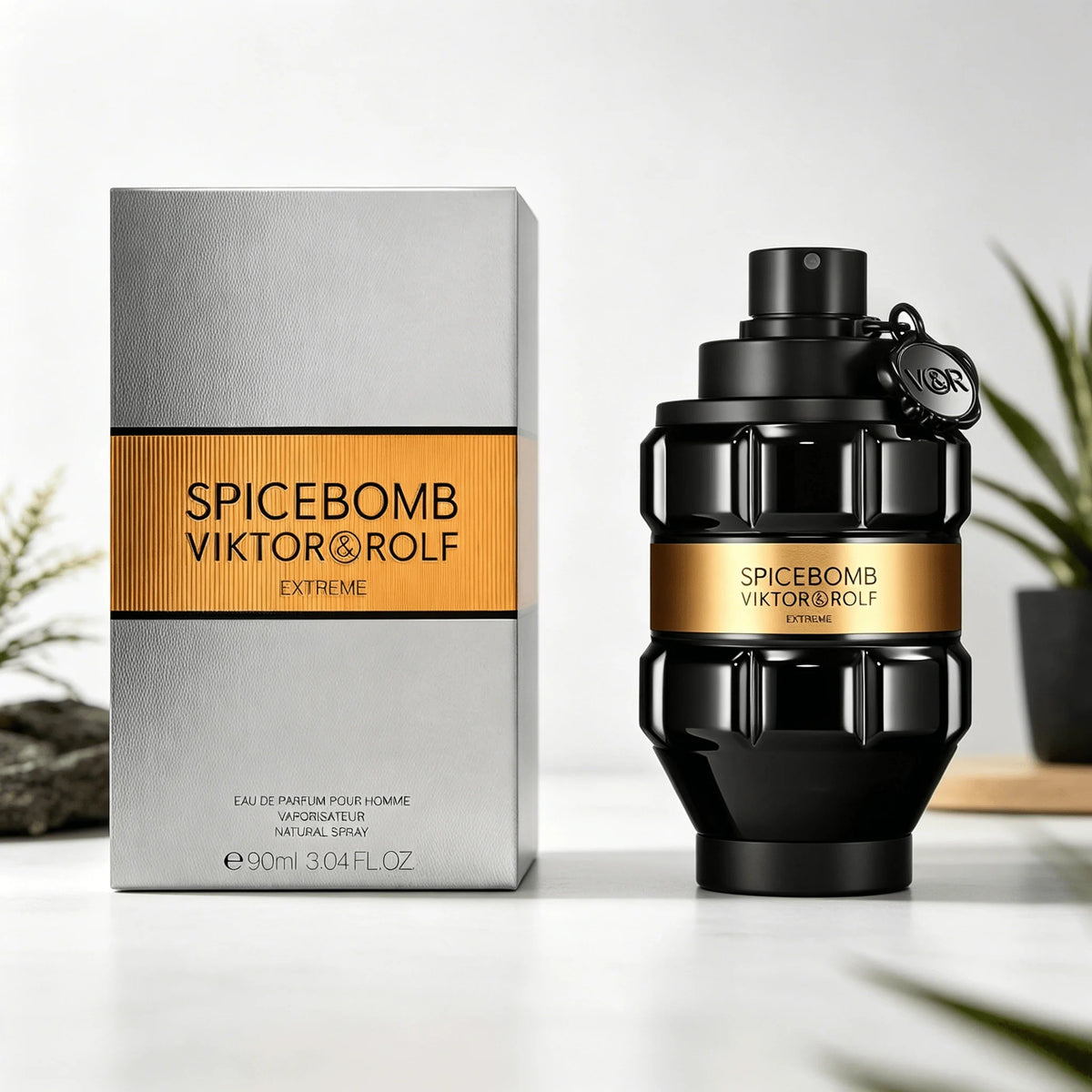 Viktor & Rolf Spicebomb Extreme Men EDP Perfume Rich Spicy Warm Tobacco Scent Matte Black Geometric Bottle Luxury Gold Band Gift Perfume for Him
