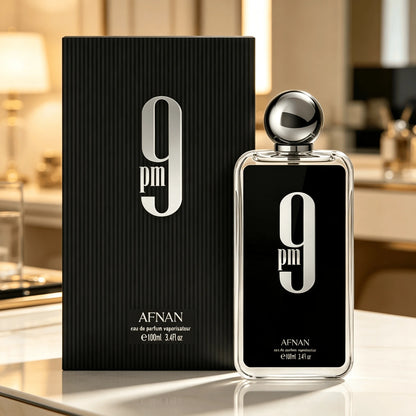Afnan 9 PM Eau De Parfum Spray 100ml 3.4 Fl Oz Regular Size Unisex Woody Aromatic Fragrance Long‑Lasting Perfume For Men & Women Daily Wear