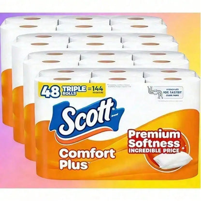 Triple Roll Soft Toilet Paper, 231 Sheets Per Roll, Septic- Scott ComfortPlus For Daily Bathroom