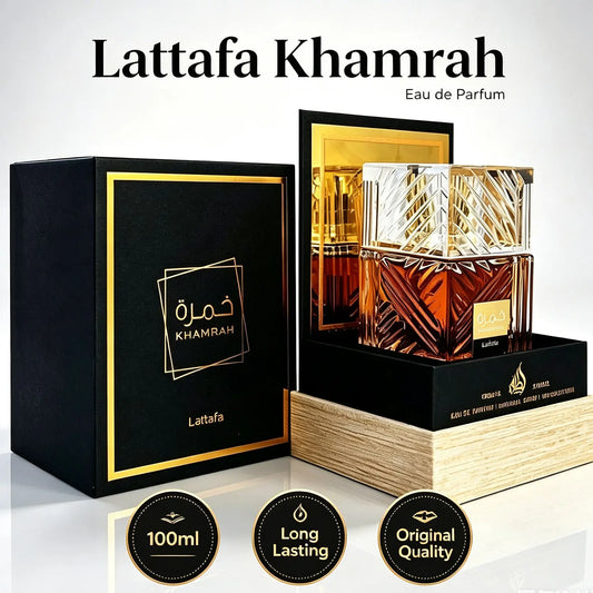 Lattafa Khamrah Eau De Parfum 100ml 3.4oz Unisex Long Lasting Perfume Vanilla Warm Spicy Amber Cinnamon Arabian Fragrance Men Women Perfumes