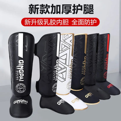 1 Pair MMA Boxing Muay Thai Shin Guards Kickboxing Leg Support Shield Equipment Karate Ankle Foot Protection Ankle Legging