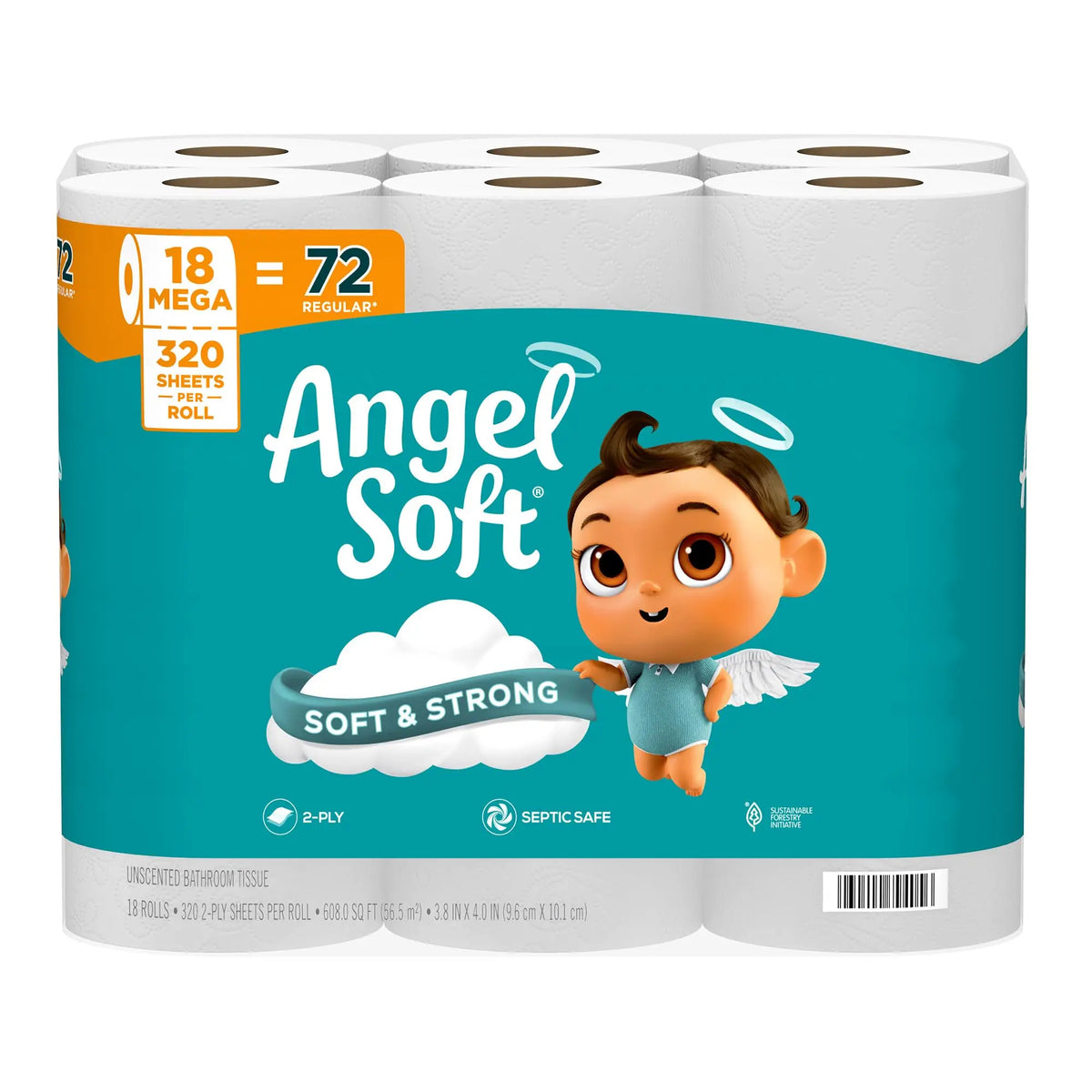 Mother's Day Angel Soft Toilet Paper, Pack-6Mega Rolls = 24Regular Rolls, Soft And Strong Toilet Tissue - Toilet Paper, Tissue Paper, Roll, Paper Towels, Papel Toalla Para Cocina, Fuerza Regida, Cleaning Supplies, Buy One Get