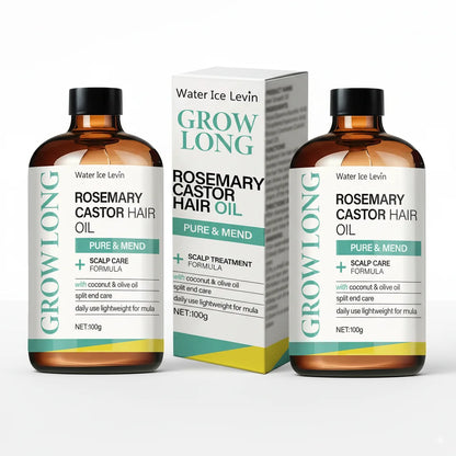 Rosemary Castor Hair Oil - Scalp Care & Split End Repair, Coconut Olive Oil Lightweight Blend, Winter Therapy