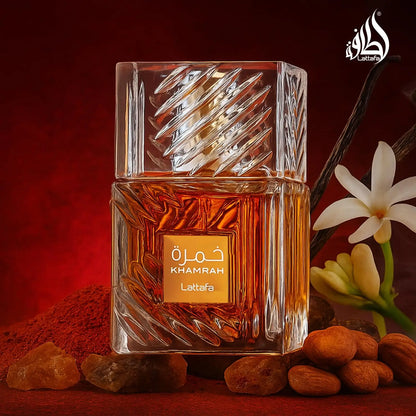 Lattafa Khamrah Eau De Parfum 100ml 3.4oz Unisex Long Lasting Perfume Vanilla Warm Spicy Amber Cinnamon Arabian Fragrance Men Women Perfumes