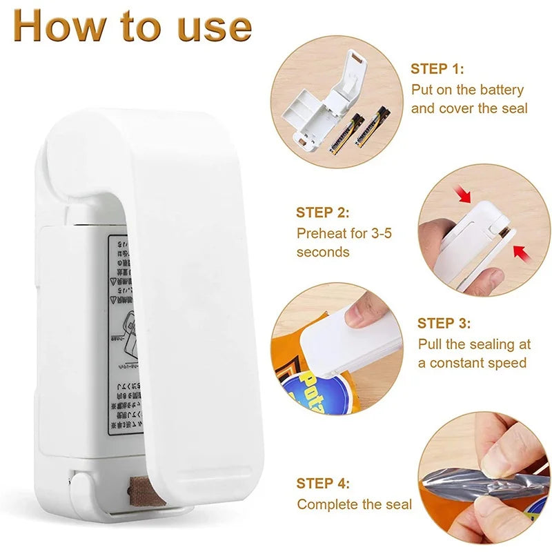 Mini Heat Bag Seal Machine Thermal Plastic Food Package Sealer Airtight Storage for Kitchen Home Preservation