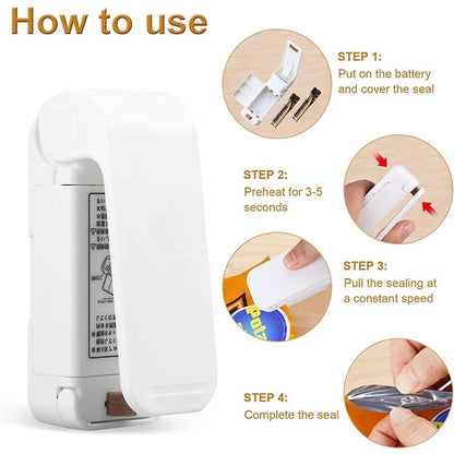 Mini Heat Bag Seal Machine Thermal Plastic Food Package Sealer Airtight Storage for Kitchen Home Preservation