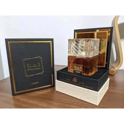Lattafa Khamrah Eau De Parfum 100ml 3.4oz Unisex Long Lasting Perfume Vanilla Warm Spicy Amber Cinnamon Arabian Fragrance Men Women Perfumes
