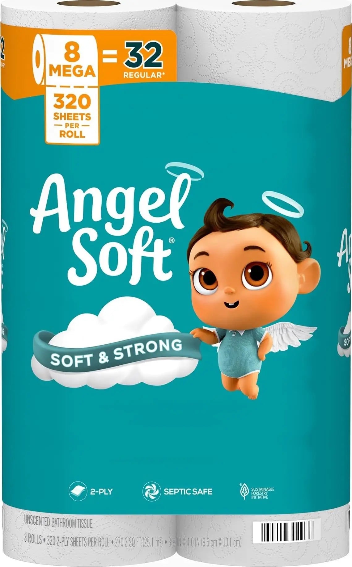 Mother's Day Angel Soft Toilet Paper, Pack-6Mega Rolls = 24Regular Rolls, Soft And Strong Toilet Tissue - Toilet Paper, Tissue Paper, Roll, Paper Towels, Papel Toalla Para Cocina, Fuerza Regida, Cleaning Supplies, Buy One Get