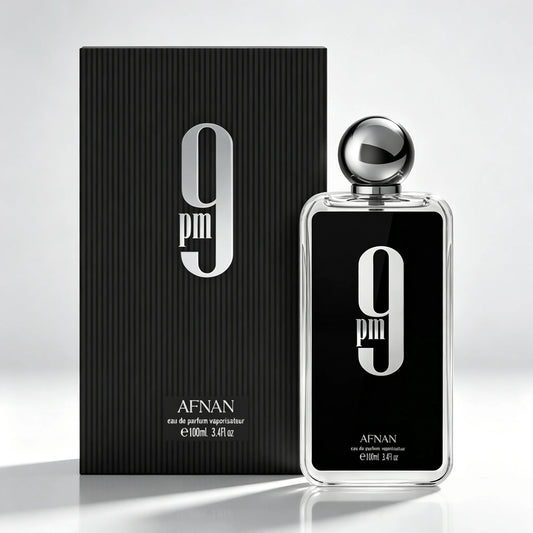 Afnan 9 PM Eau De Parfum Spray 100ml 3.4 Fl Oz Regular Size Unisex Woody Aromatic Fragrance Long‑Lasting Perfume For Men & Women Daily Wear
