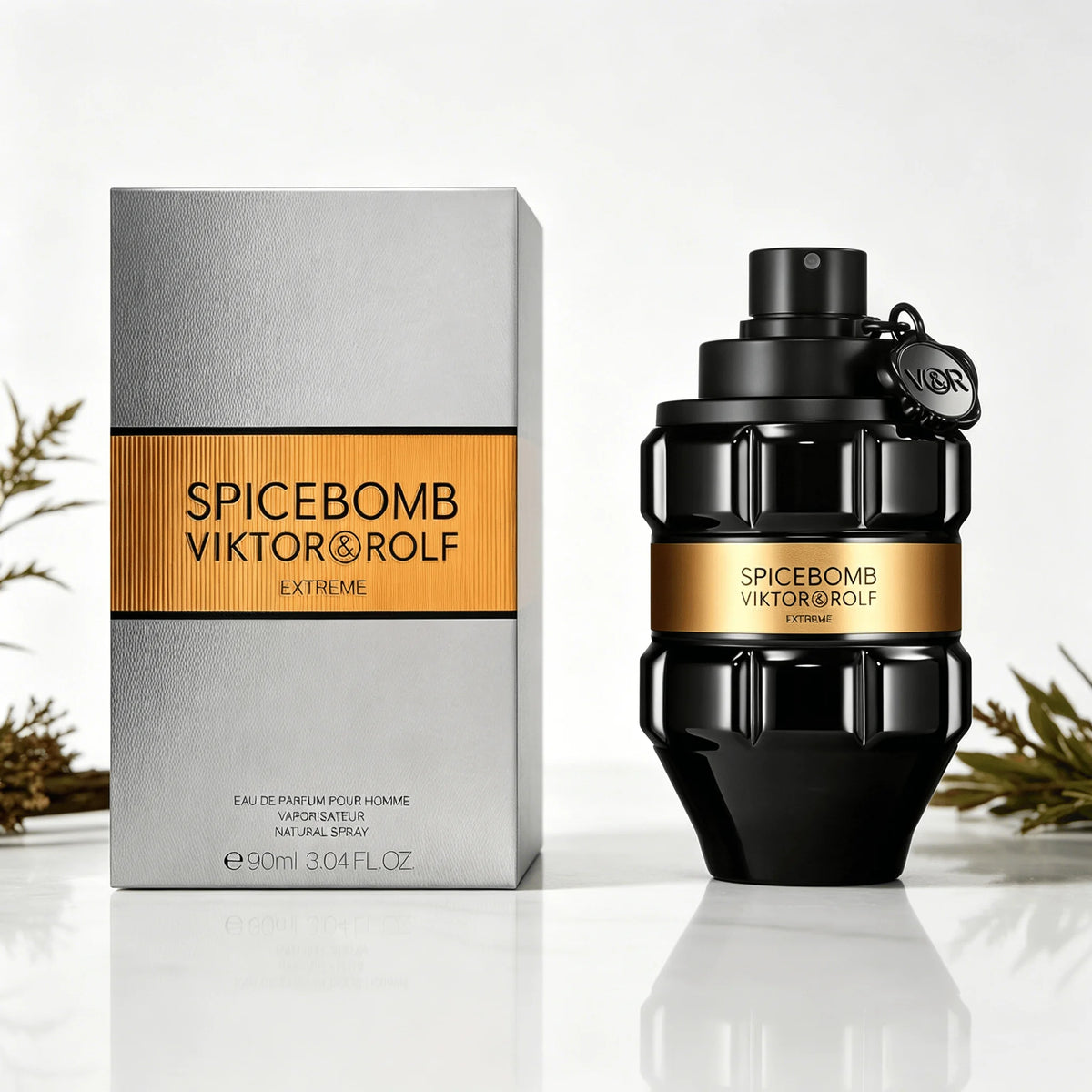Viktor & Rolf Spicebomb Extreme Men EDP Perfume Rich Spicy Warm Tobacco Scent Matte Black Geometric Bottle Luxury Gold Band Gift Perfume for Him