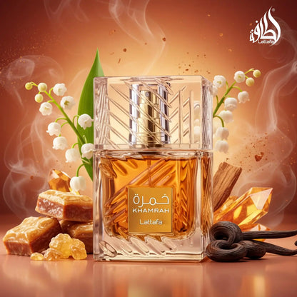 Lattafa Khamrah Eau De Parfum 100ml 3.4oz Unisex Long Lasting Perfume Vanilla Warm Spicy Amber Cinnamon Arabian Fragrance Men Women Perfumes