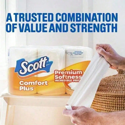 Triple Roll Soft Toilet Paper, 231 Sheets Per Roll, Septic- Scott ComfortPlus For Daily Bathroom