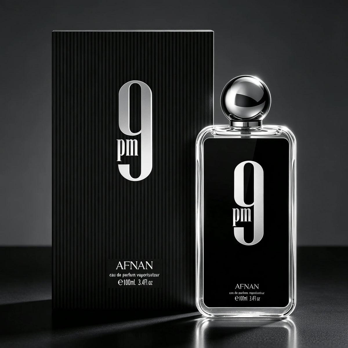 Afnan 9 PM Eau De Parfum Spray 100ml 3.4 Fl Oz Regular Size Unisex Woody Aromatic Fragrance Long‑Lasting Perfume For Men & Women Daily Wear