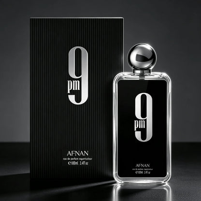 Afnan 9 PM Eau De Parfum Spray 100ml 3.4 Fl Oz Regular Size Unisex Woody Aromatic Fragrance Long‑Lasting Perfume For Men & Women Daily Wear
