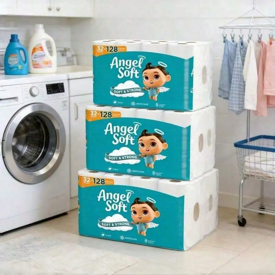 Mother's Day Angel Soft Toilet Paper, Pack-6Mega Rolls = 24Regular Rolls, Soft And Strong Toilet Tissue - Toilet Paper, Tissue Paper, Roll, Paper Towels, Papel Toalla Para Cocina, Fuerza Regida, Cleaning Supplies, Buy One Get