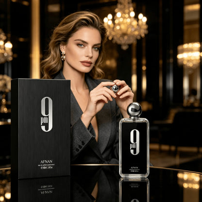 Afnan 9 PM Eau De Parfum Spray 100ml 3.4 Fl Oz Regular Size Unisex Woody Aromatic Fragrance Long‑Lasting Perfume For Men & Women Daily Wear