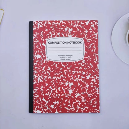 Colorful Marble Print Composition Notebook, Wide Rule Paper Journal,Essential School & Office Stationery for Students and Adults