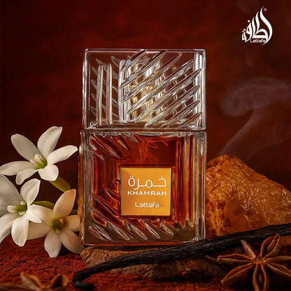 Lattafa Khamrah Eau De Parfum 100ml 3.4oz Unisex Long Lasting Perfume Vanilla Warm Spicy Amber Cinnamon Arabian Fragrance Men Women Perfumes