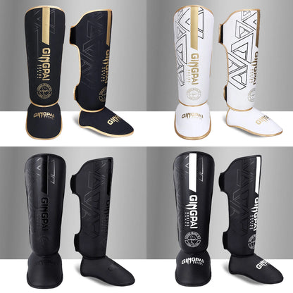 1 Pair MMA Boxing Muay Thai Shin Guards Kickboxing Leg Support Shield Equipment Karate Ankle Foot Protection Ankle Legging