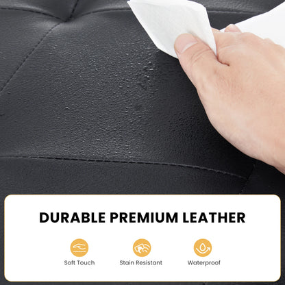 JHK 43 Inches Leather Folding Ottoman Storage Footstool Toy Box Bedroom Bench Load 660 lbs Foot Rest Stool For Living Room