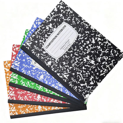 Colorful Marble Print Composition Notebook, Wide Rule Paper Journal,Essential School & Office Stationery for Students and Adults