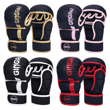 Professional MMA Boxing Gloves Half Finger Sandbag Karate Muay Thai Training Gloves PU Adult Kids Thickened Boxing Equipment