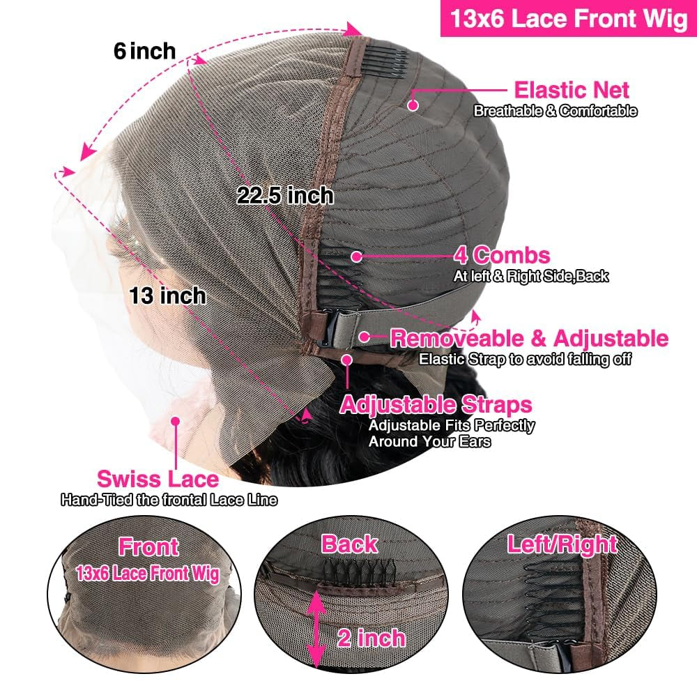 13X6 Lace Front Wigs Human Hair 14 Inch Deep Wave Lace Front Wigs Human Hair Pre Plucked 200 Density Deep Wave HD Lace Frontal Wig Deep Curly Wig for Black Women
