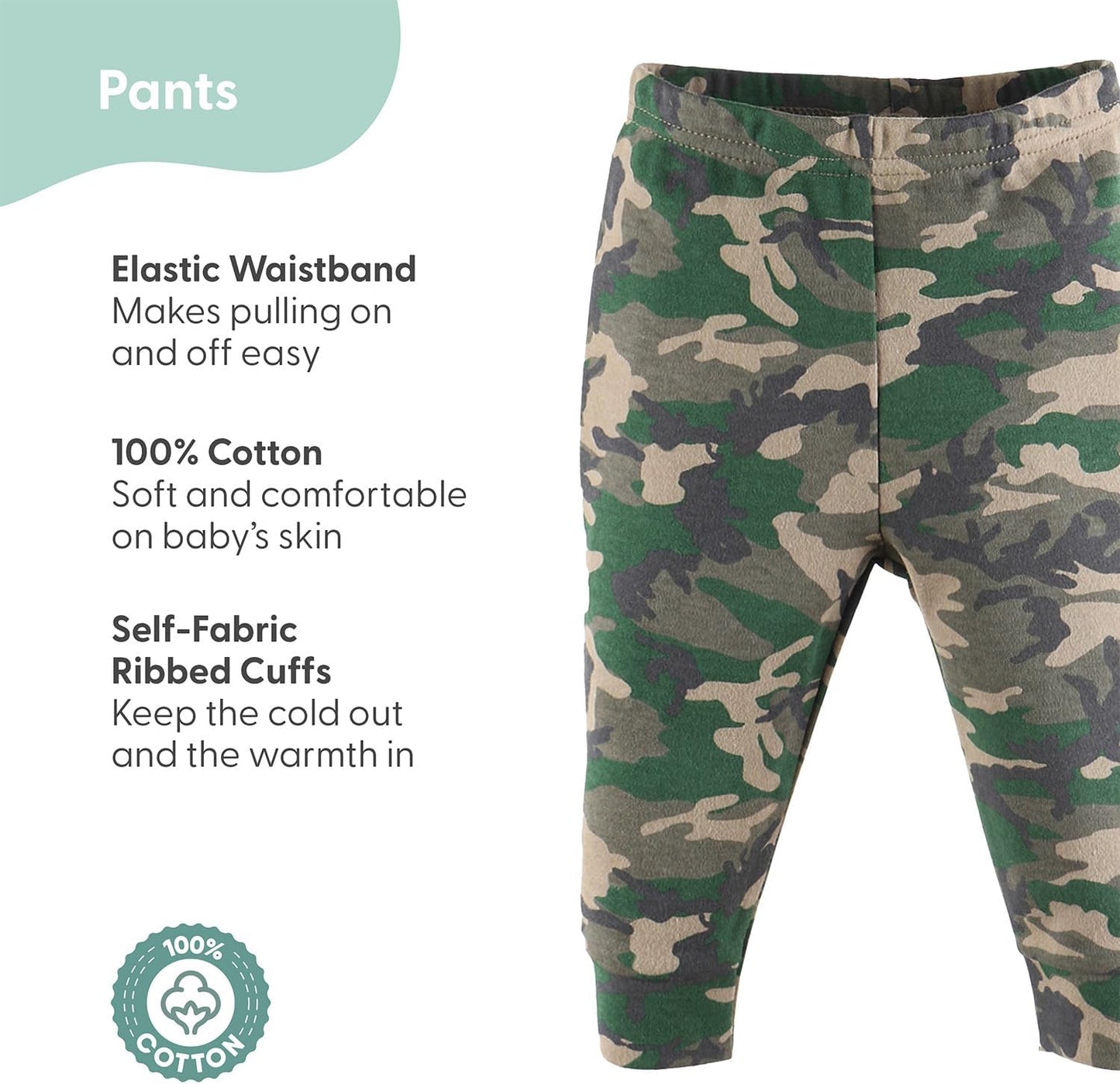 5 Pack Baby Boy or Girl Pants Set - 100% Cotton Toddler Pants, 0-24 Months for Toddlers & Babies - Dinosaur